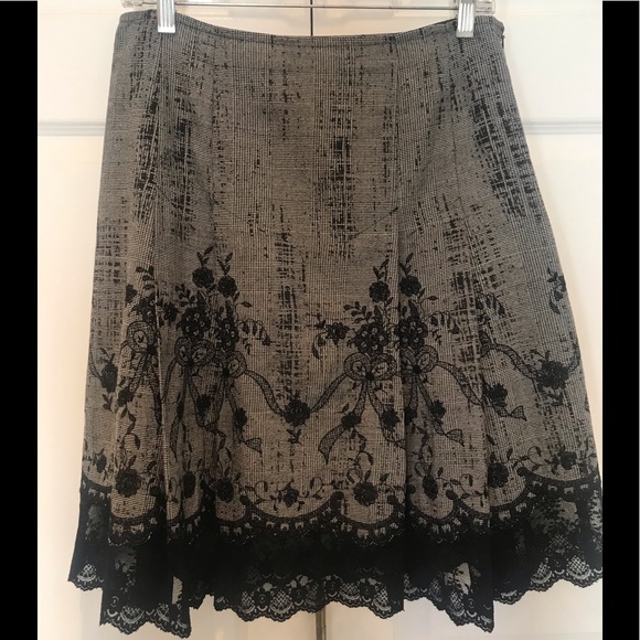 Cynthia Steffe Embroidered Skirt with Lace Trim - Picture 1 of 5
